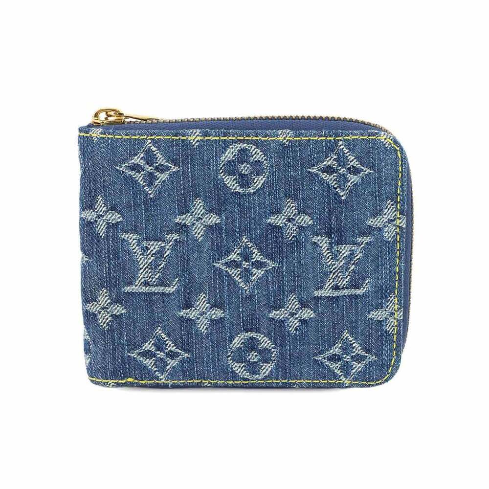 Louis Vuitton Monogram Denim Mini Zippy Bi-fold Wallet, Blue, M95342, LV Gold...